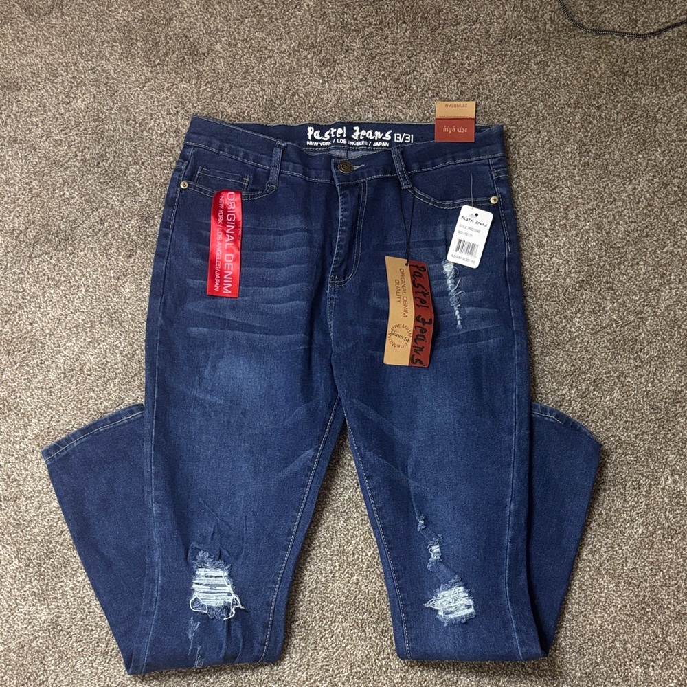 Women's Blue Distressed Jeans